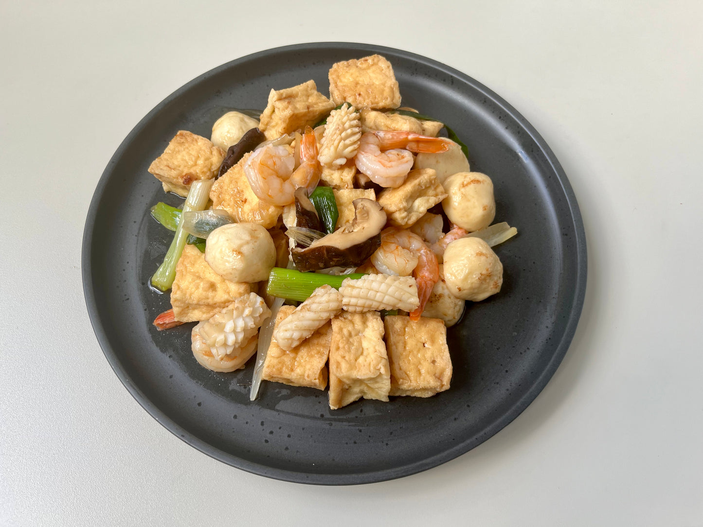 Stir Fried Tofu with Mixed Seafood