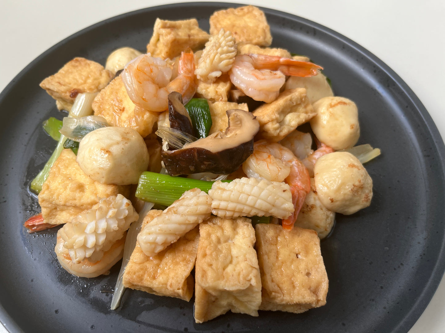 Stir Fried Tofu with Mixed Seafood