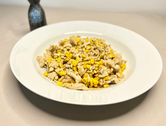 Stir Fried Chicken with Corn and Pine Nuts