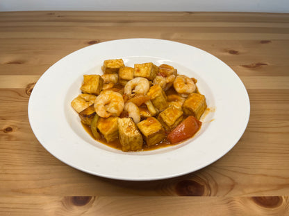 Stir Fried Tofu with Prawns and Tomatoes