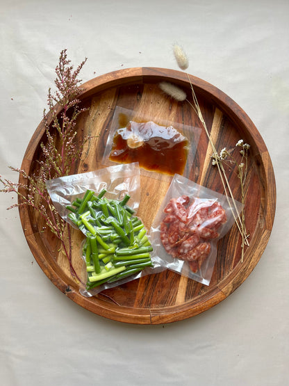 Stir Fried Chinese Sausage (Lap Cheong) with Garlic Moss