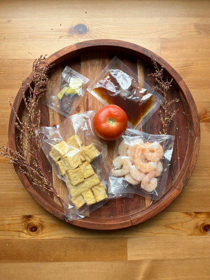 Stir Fried Tofu with Prawns and Tomatoes